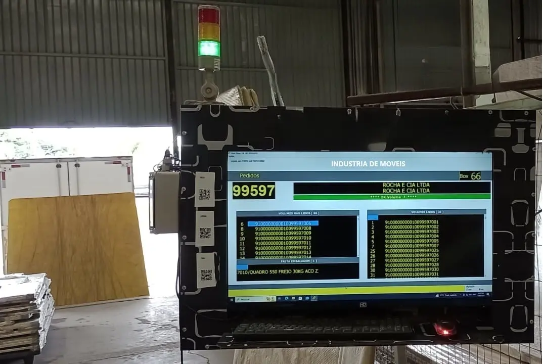 Tela do sistema para controle de box de expedição.